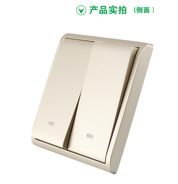
                                                                                施耐德电气 开关插座 双开双控 带荧光指示开关 丰尚系列 金色E8232L2F_WG                