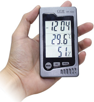 
                                                                                华盛昌(CEM)DT-322电子温湿度计带时间闹钟 办公家用室内外温度计 测温计 湿度计（灰色）                