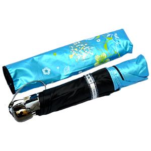 天堂 雪月风花黒涤彩胶三折超细晴雨伞铅笔伞 307E灰兰色