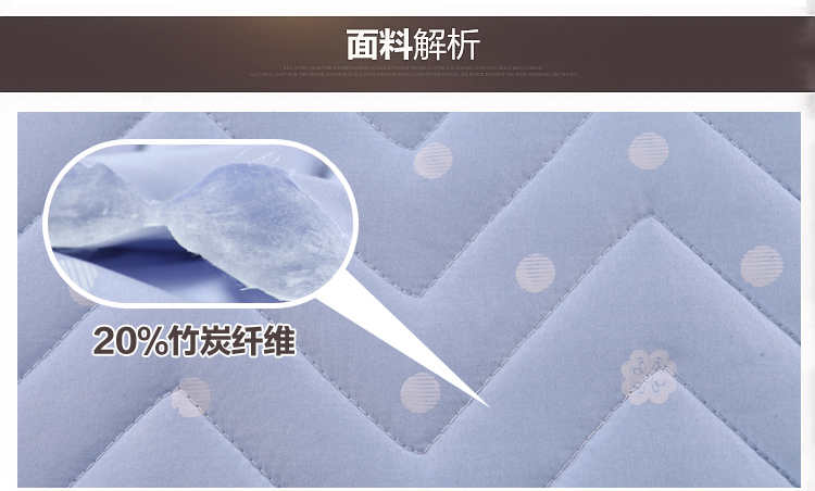 玛克 床品家纺 双人床垫 竹炭口袋床笠式床垫-奥斯丁 蓝色 180*200cm