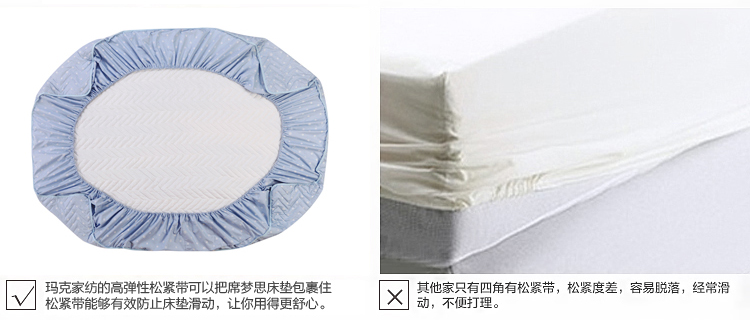 玛克 床品家纺 双人床垫 竹炭口袋床笠式床垫-奥斯丁 蓝色 180*200cm