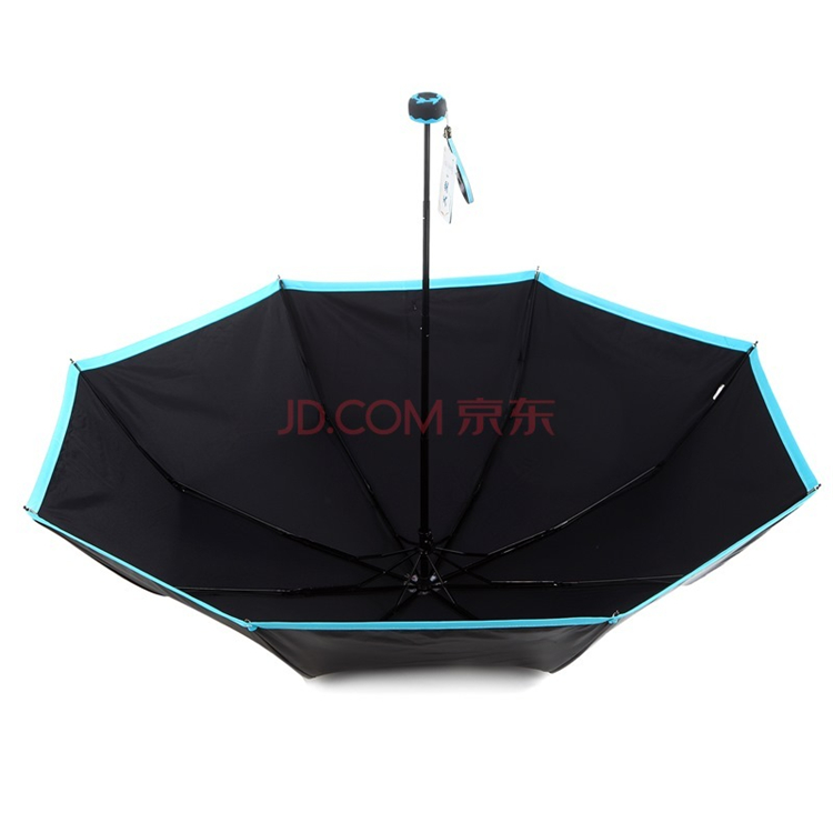 
                                        【京东超市】天堂伞（防晒值UPF50+）双层黑丝靓胶布三折晴雨小黑伞31011E湖兰色                