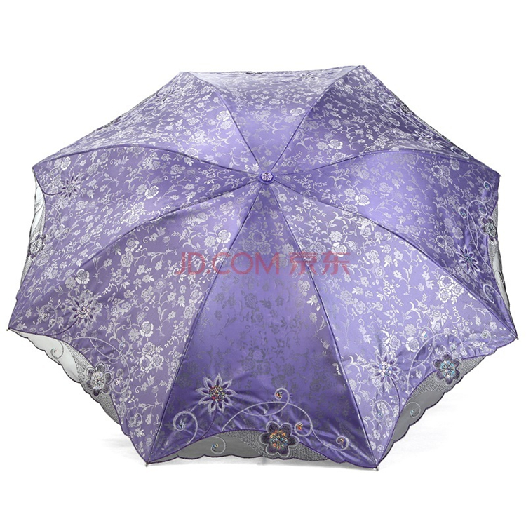 
                                        【京东超市】天堂伞 春意阑珊三折超轻绣花晴雨伞33200E紫色                