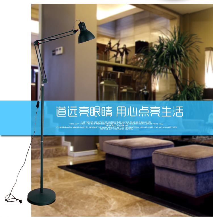 
                                        道远亮眼睛 LED落地灯 5W暖光 客厅卧室书房现代简约工作阅读落地台灯ML2027H墨绿色                
