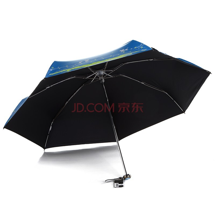 天堂伞 喵恋佳人镜面彩胶五折超轻晴雨伞53009E宝兰色