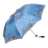 天堂伞 春意阑珊三折超轻绣花晴雨伞33200E兰色