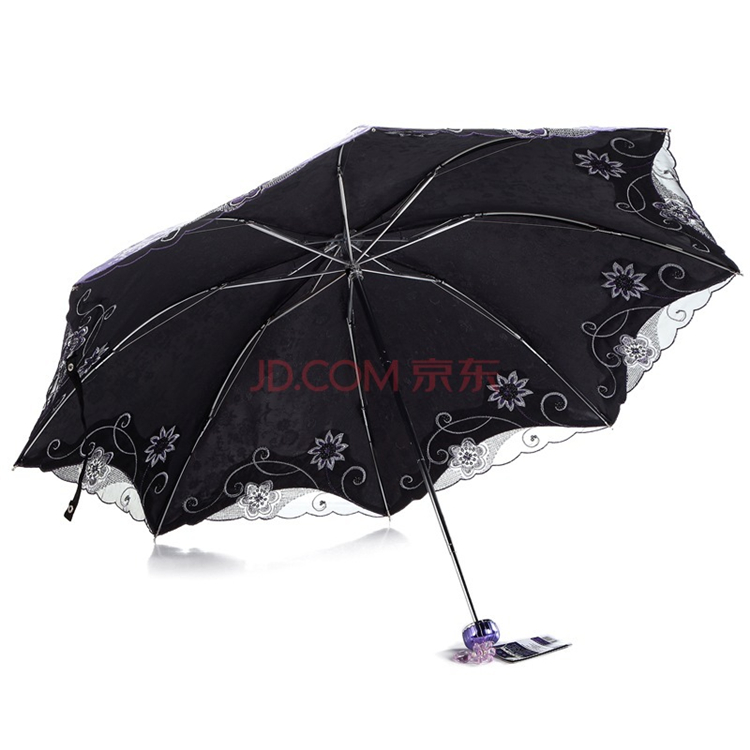 
                                        【京东超市】天堂伞 春意阑珊三折超轻绣花晴雨伞33200E紫色                