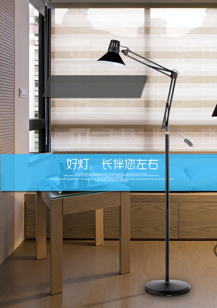 
                                        【京东超市】道远亮眼睛 LED落地灯 5W暖光 客厅卧室落地台灯现代简约书房工作钢琴麻将灯ML626黑色                