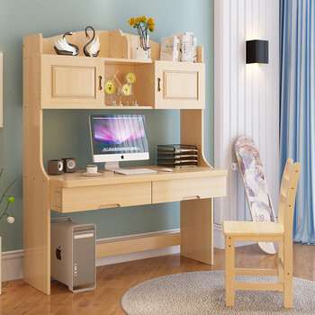 Dual Vibration Household Simple Solid Wood Desktop Computer Desk Dual Vibration Household Simple Solid Wood Desktop Computer Desk Bookcase Bookshelf Combination Modern Pine Writing Table Plus Chair Set Of Single