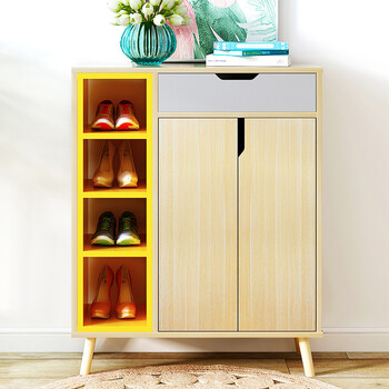 Zhuo Wo Simple Modern Foyer Cabinet Venetian Door Porch Shoe Zhuo Wo Simple Modern Foyer Cabinet Venetian Door Porch Shoe Multilayer Rack Storage Yellow Oak Color Grey 80cm Ez