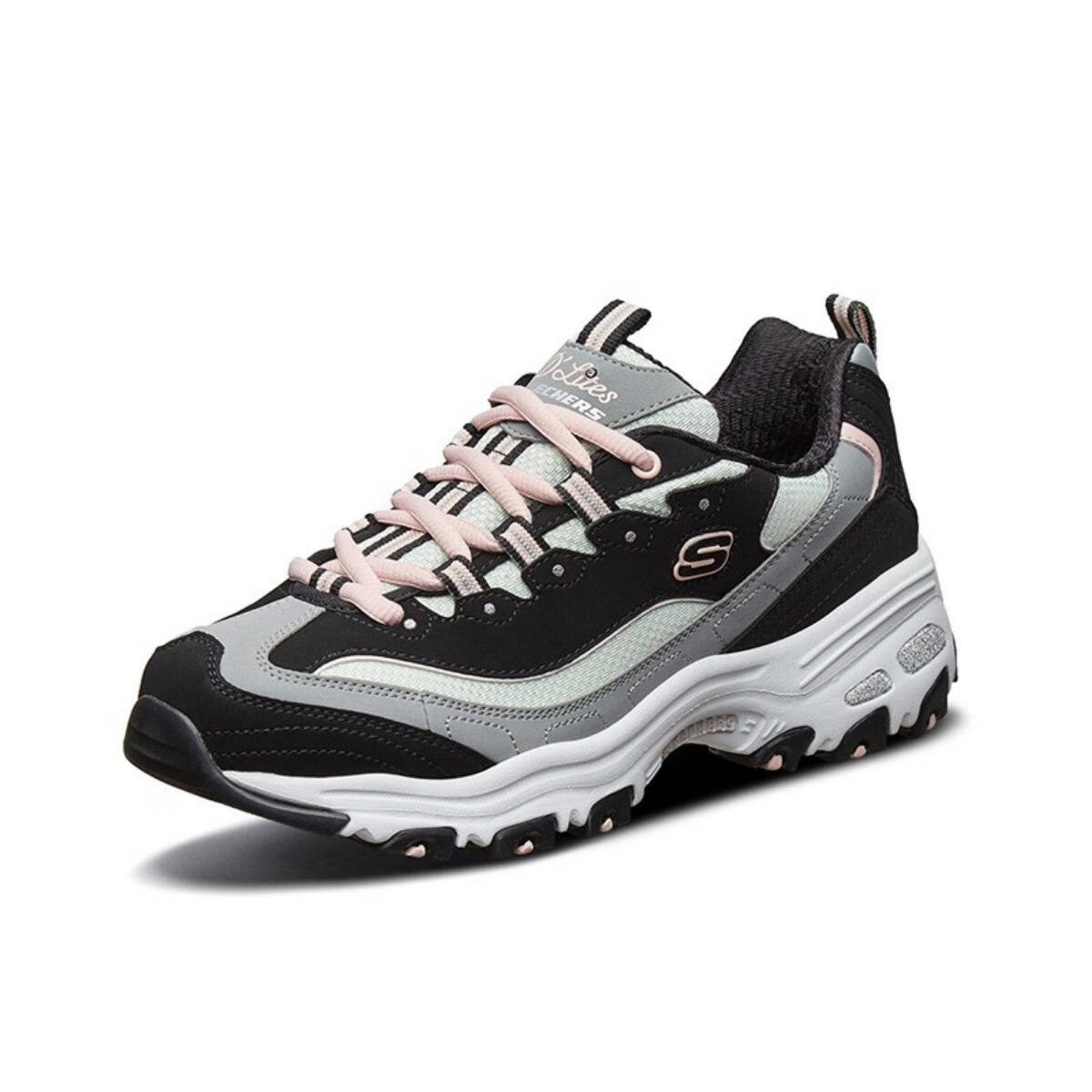 skechers拼色厚底老爹鞋