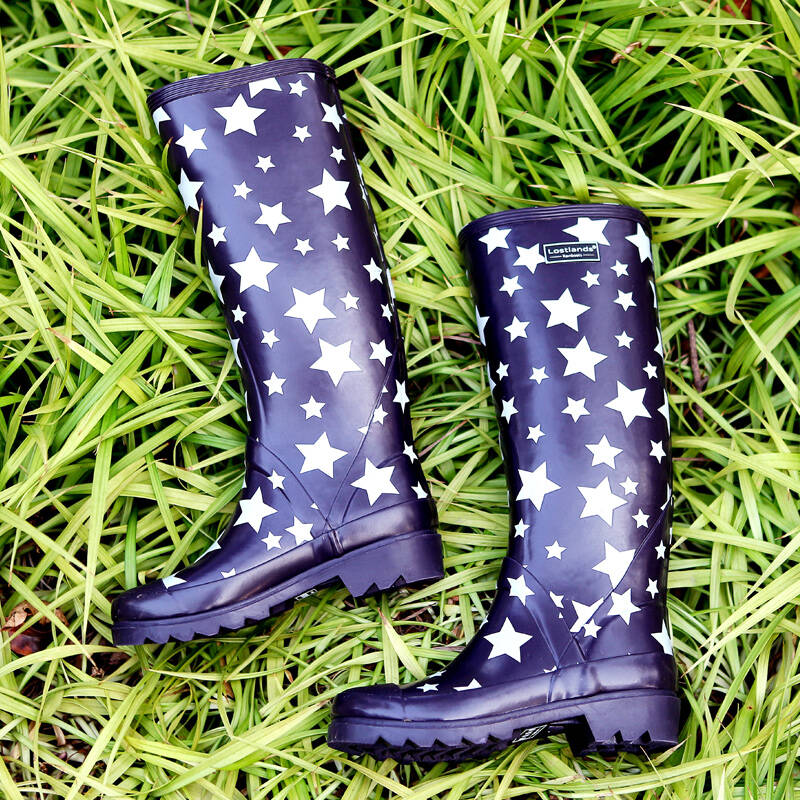 好雨时节全橡胶材质雨靴女