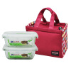 

【Jingdong Supermarket】 Lock & lock microwave oven lunch box glass set crisper box (gift bag) LLG424S904 (430ml * 2) wine red