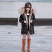 Ropa de invierno de la muchacha del bebé Chaqueta de los niños invierno outwear otoño chaquetas de la muchacha de descuento cálido collar de piel de zorro natural niño