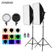Andoer Studio Photography 24G RGB LED Light Softbox Kit con 45W Regulable RGB LED Light 2 50 70cm Softbox 2 2M Light Stan
