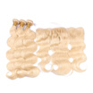 Swingingforest 613 Blonde Bundles With Frontal Body Wave Peruvian Virgin Hair Closure 134 Lace Weave Extensions swingingforest kopen in de aanbieding