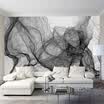 Papel pintado no tejido de la foto de encargo Arte abstracto moderno Rayas blancas y negras líneas de las ondas Sala de estar TV fondo Pintura de la pared