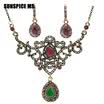 SUNSPICE MS Vintage Turkish Women Flower Necklace Dangle Earrings Resin Jewelry Sets Antique Gold Indian Banquet Bridal Bijoux