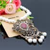 New Turkish Women Hollow Flower Pendant Strand Necklace Antique Gold Color Resin Bead Long Dangle Necklace Bohemia Retro Bijoux