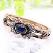 New Vintage Women Party Bangle Bracelet Turkish Flower Leaf Jewelry Antique Gold Color Resin Rhinestone Embossed Pattern Bangle