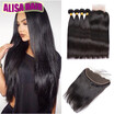 Serena Ear To Lace Frontal Closure With 4 Bundles Brazilian Virgin Hair Weaves Straight Indian And Human serena kopen in de aanbieding