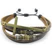 Hpolw Mens Womens Leather Rope Bracelet 7-9 inch Tribal Braided Cross Cuff Bangle Brown