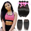 Dream Like 100 Human Hair 4 Bundles Indian Virgin Straight With Closure dream like kopen in de aanbieding