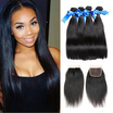 Wyf Peruvian Virgin Hair Straight 4 Bundles With Closure 100 Unprocessed Human wyf kopen in de aanbieding