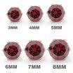 Hpolw Stainless Steel Round Cubic Zirconia Stud Earrings Set 1 Pair Red 3-8mm