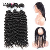 Landot 8A 360 Lace Frontal Closure With 3 Bundles Brazilian Curly Virgin Human Hair Weaves 4Pcs Natural Black Kinky Extensions landot kopen in de aanbieding Landot 8A 360 Lace Frontal Closure With 3 Bundles Brazilian Curly Virgin Human Hair Weaves 4Pcs Natural Black Kinky Extensions landot kopen in de aanbieding