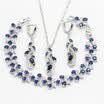 Dark Blue Crystal 925 Silver Jewelry Sets For Women Earrings Pendant Necklace Bracelet Birthday Gift