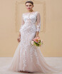 Sheath Column Neck Court Train Tulle All Over Lace Illusion Wedding Dresses With Appliques Buttons By Circelee circelee kopen in de aanbieding Sheath Column Neck Court Train Tulle All Over Lace Illusion Wedding Dresses With Appliques Buttons By Circelee circelee kopen in de aanbieding