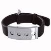 4 Little Round Holes Stainless Steel Plate Mens Genuine Leather Bracelet Watch Band Bangle