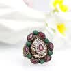 Vintage Turkish Women Heart Wedding Rings Antique Gold Color Resin Indian Ethnic Water Drop Crystal Big Ring Jewelry Wholesale