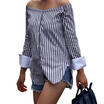Duopindun Us Stock Ladies Vintage Off Shoulder Casual Tops Party Striped Blouse duopindun kopen in de aanbieding