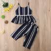 UK Kids Baby Girl 2Pcs Striped Summer Outfits Suspender Skirt Tops Pants Clothes