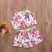 Floral para niños niñas y bebés trajes camiseta sin mangas chaleco pantalón corto 2 piezas conjunto