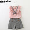 Meihuid Toddler Kids Baby Girls Outfits Clothes T Shirt Topspantsshortsskirt 2Pcs Set meihuid kopen in de aanbieding