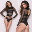 Malla de manga larga de las mujeres de Estados Unidos Tops Bodycon mono Body Leotard Lencería Nuevo