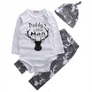 Canis 3Pcs Newborn Infant Baby Boy Girl Romper T Shirt Hat Pants Clothes Outfits Set canis kopen in de aanbieding