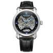 Ganador 005 Hombres de negocios Reloj mecánico Visualización de tiempo Moda Casual Correa de cuero de acero inoxidable Pulsera 3ATM Impermeable Self-W