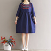 Joy Collection City Plus Cityplus Arts Crafts Retro Embroidery Large Size Sleeve Dress Cwqz173153 Tibetan Blue joy collection kopen in de aanbieding
