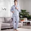Red beans home couple pajamas men&women spring&summer cotton long-sleeved cartoon printing cardigan home clothing suit 413 blue 180 100A