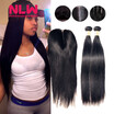 Nlw 4 X 4 8A Grade Brazilian Virgin Human Hair Top Lace Closure With 4 Pcs Unprocessed Silky Straight Black Bundles Weft nlw kopen in de aanbieding