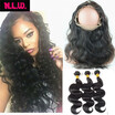 Nlw 10A Brazilian Virgin Human Hair 3 Bundles With 360 Lace Frontal Body Wave Weaves nlw kopen in de aanbieding