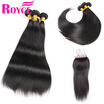 Royce Mink Malaysian Virgin Hair Straigh 4Pcs With Closure Unprocessed Human Straight Bundles Lace Weave royce kopen in de aanbieding