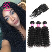 Ys Hair Indian Deep Wave With Closure 3 Bundles Human 7A Virgin Curly ys hair kopen in de aanbieding