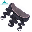 Noble Qu Brazilian Virgin Hair Body Wave 13X6 Lace Frontal With Baby Free Part Human Color 1B Shipping noble qu kopen in de aanbieding