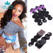 Noble Qu Peruvian Virgin Hair 3 Bundles With Closure Body Wave Mink Weave noble qu kopen in de aanbieding