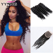 Yyong 8A Brazilian Virgin Hair With Closure Deep Wave Top Human 3 Bundles yyong kopen in de aanbieding